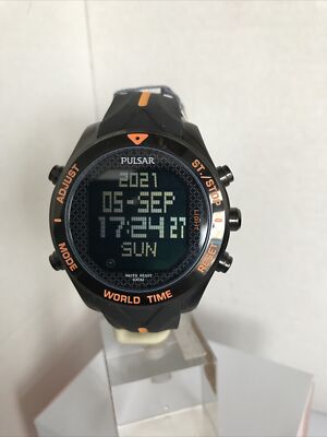 Pulsar Men s Digital Rubber Strap Multi-Function Sports Strap Watch PQ2037