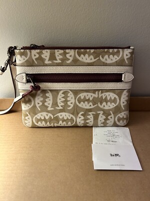 NEW Coach Vale Gallery Pouch In Signature Canvas With Rexy By Guang Yu 2656