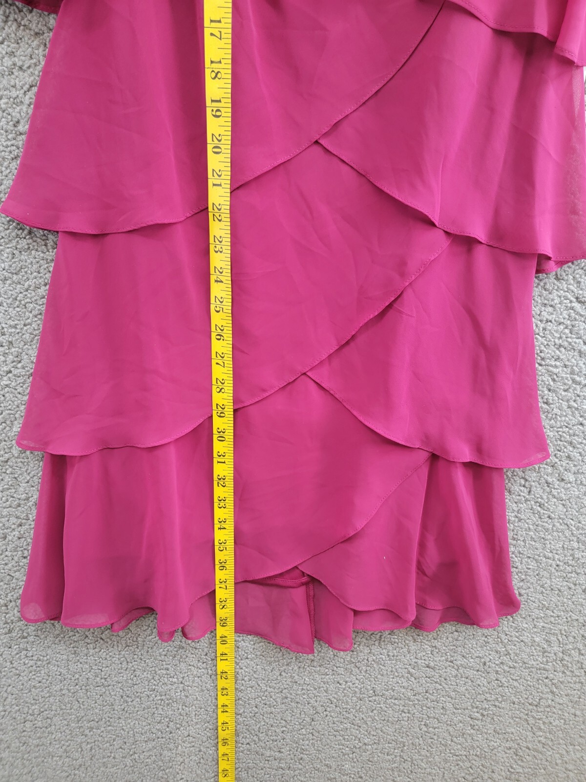 SL Fashions Tiered Chiffon Dress Women's 4 Wineberry Ruffled Scoop Neck Pullover - Picture 7 of 15