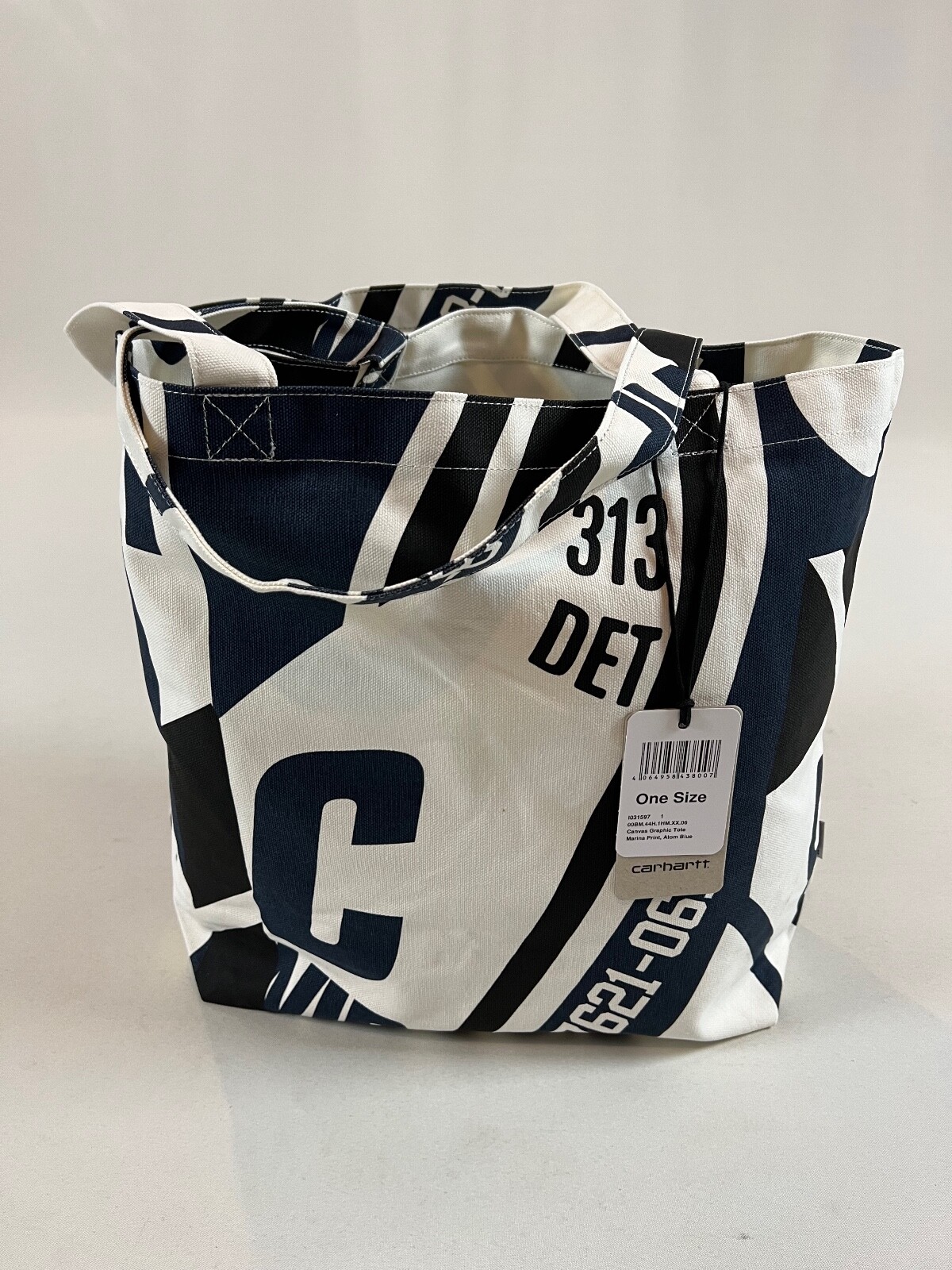 CARHARTT WIP CANVAS GRAPHIC TOTE BAG MARINA PRINT ATOME BLUE