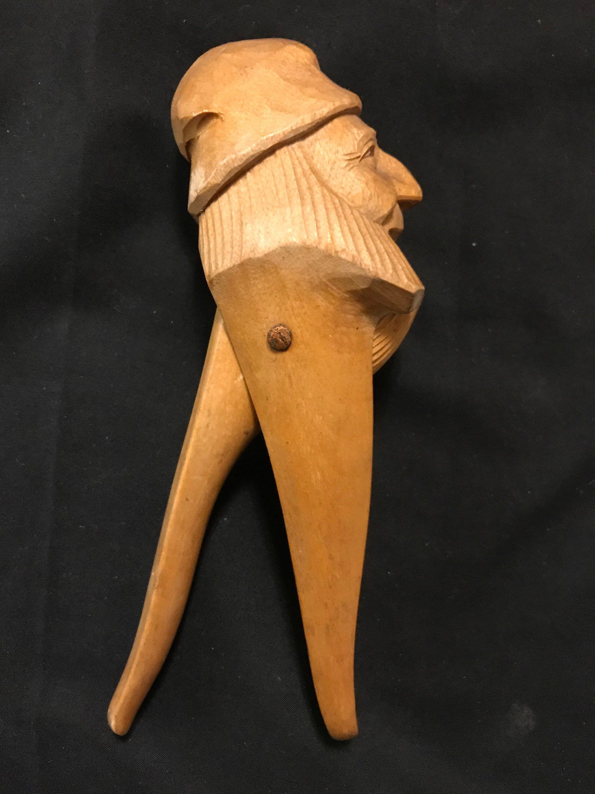 Vintage Hand Carved Wood Man Hat Teeth Nutcracker German? 6 1/2