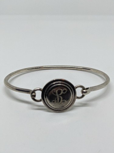 Vintage Sterling Silver 925 Bangle Bracelet With Letter 