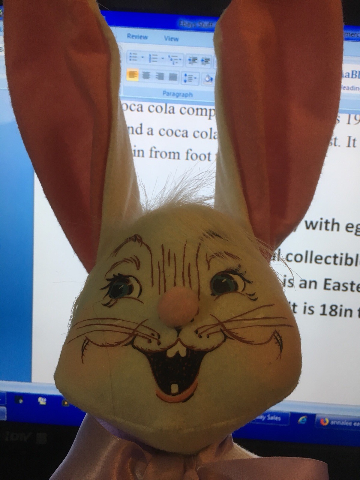 Annalee stuff Easter Bunny with egg 18in.