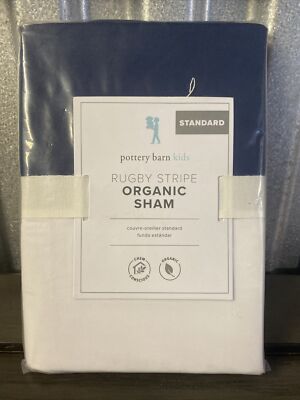 Pottery Barn Kids Pillow Sham 100% Organic Cotton Rugby Stripe Standard