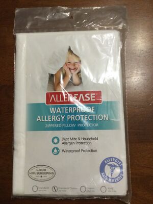 Allerease Waterproof Allergy Protection Zippered Pillow Protector Standard/Queen