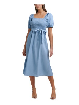 

KENSIE DRESSES Женское голубое платье миди с квадратным вырезом и завязками, Light blue