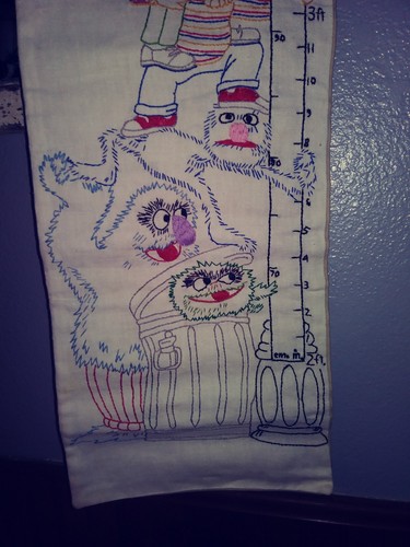 Vintage Sesame Street Hand Embroidered Growth Chart
