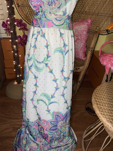 Pre-owned Lilly Pulitzer Tiera Maxi Dress Best Kept Secret ? Size M No Sash In Multicolor