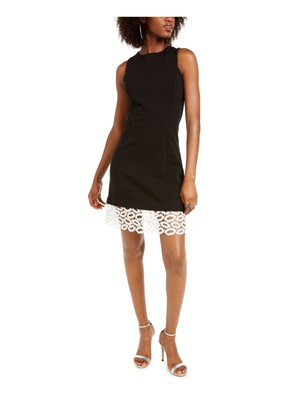Женское короткое платье-футляр без рукавов с черной отделкой BETSEY JOHNSON Petites 6P
