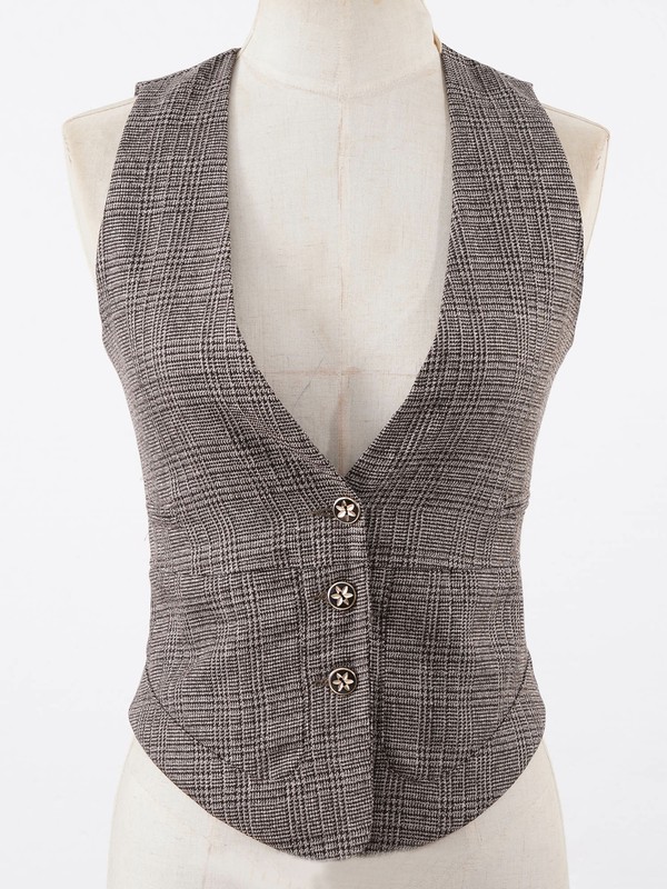 US Womens Button Down Double-Breasted V Neck Business Suit Vest Dressy Waistcoat