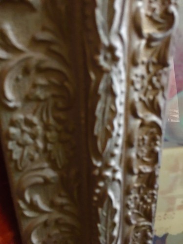 Large Ornate Antique Gesso Wood Picture Frame German Lithograph Print