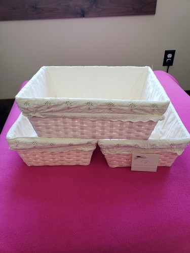 Vintage Boutique Kidsline Olivia Woven Basket with Liner Lace Trim Shabby Chic