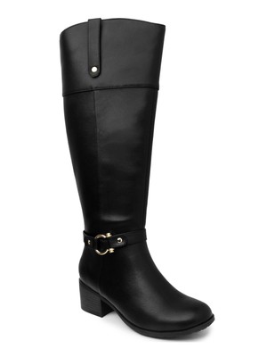KAREN SCOTT Womens Black Stretch Round Toe Block Heel Zip-Up Heeled Boots 5.5