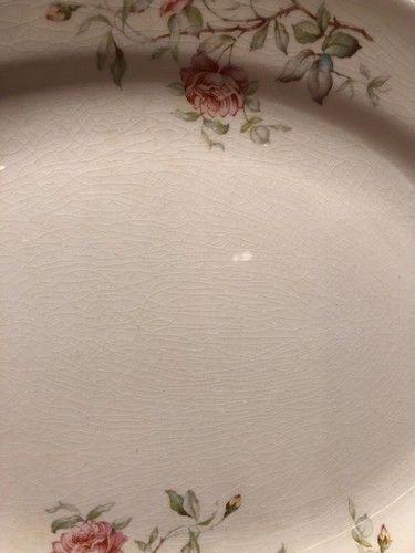 Vintage Edwin Knowles China Co. Serving Platter Pink Floral Rose