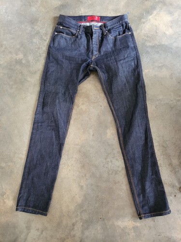 HUGO Boss 734 Jeans 29x32 Coated Japanese Dark Denim Red