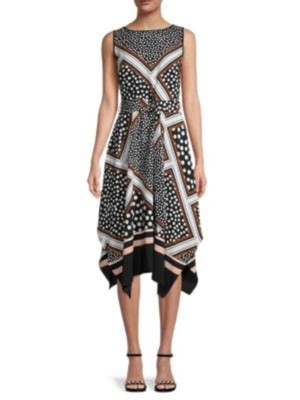 

KARL LAGERFELD PARIS Женское черное платье без рукавов с поясом + расклешенное платье, Черный