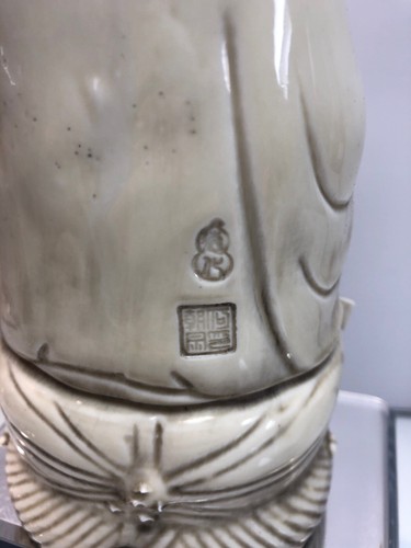 Large old Chinese Buddhism Dehua porcelain carving Signed  Buddha statue