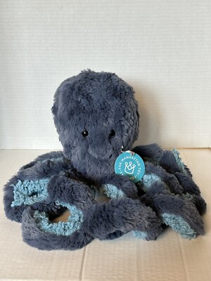 Manhattan Toy Company Blue On Blue Octopus Plush Tentacles Stuffed Toy W/Tags