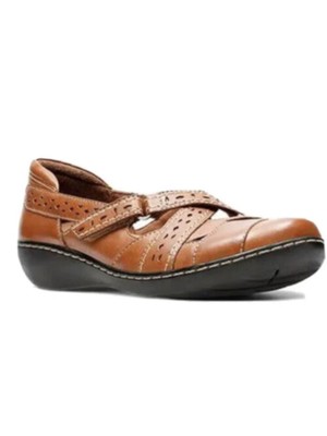 

КОЛЛЕКЦИЯ CLARKS Женские коричнево-коричневые кожаные туфли на танкетке Ashland Spin Toe, Коричневый, 22545
