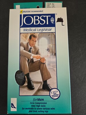 JOBST Compression Knee High Socks 20-30mmHg Black Men's Large NIB Comfort Style