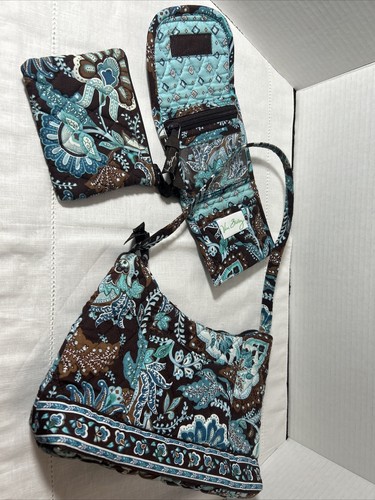 Vera Bradley Java Blue Handbag Small Single Strap Purse With Coin And Wallet