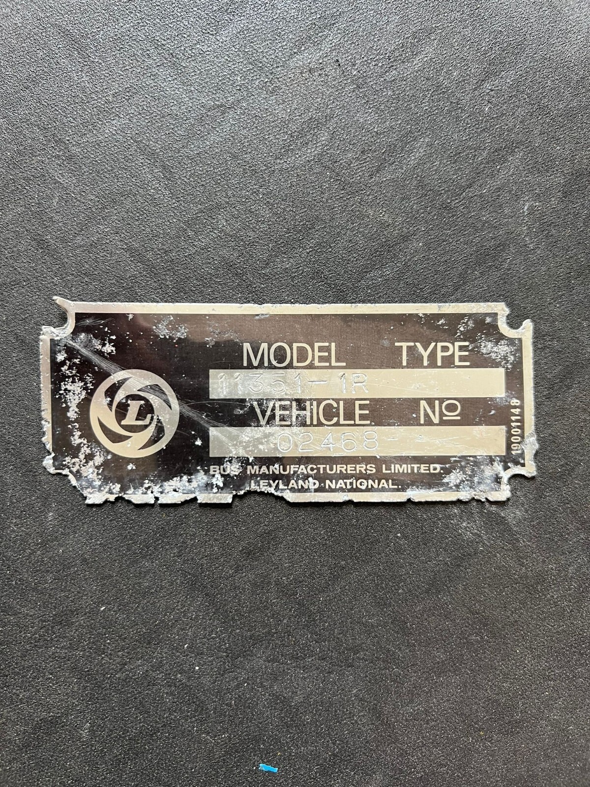 Leyland National United Counties KNH 503N Bus Coach Chassis Body Plate Badge