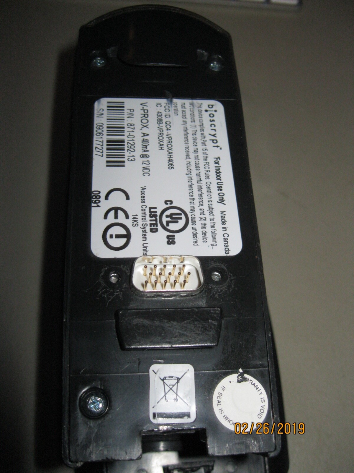 Bioscrypt V-PROX, A,  Fingerprint Reader 871-01322-13 FREE SHIPPING!