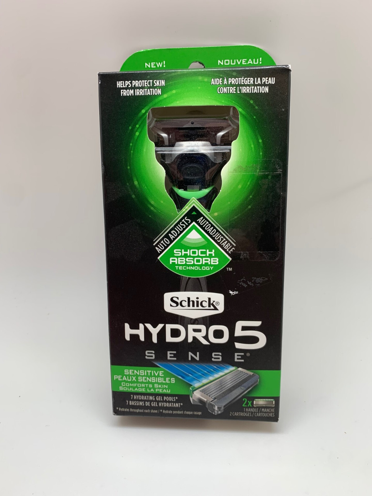 S42 Schick Hydro 5 Sense Sensitive Skin Razor for Men, 1 Handle with 2 Refills
