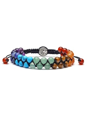 7 Chakra Crystal Bracelet for Women Natural 6mm Chakra Stone Bead Bracelet Ad...