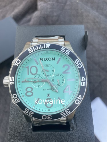 Pre-owned Nixon 51-30 Chrono - Silver/turquoise A1389-2084-00 Chronograph Men's Watch