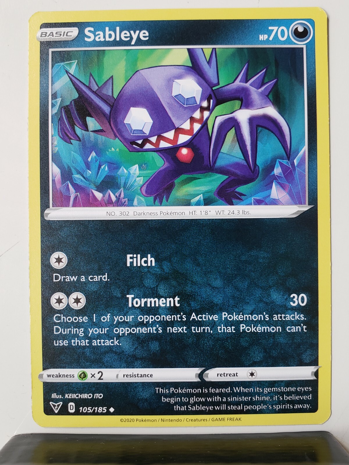 Sableye 105/185 NM - B1G1F - Vivid Voltage Pokemon Card $2
