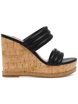 

STEVE MADDEN Женские черные босоножки на танкетке с пробковой отделкой на платформе 1-1/2 дюйма, 8 м, Черный, WIPE01S1