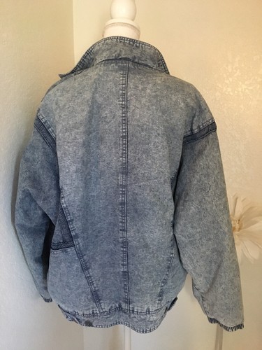VIntage 90s  Acid Wash Oversized Denim Jacket Hip Hop New Wave Medium
