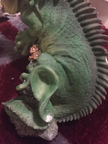 Two Lizard Statues Green And Brown