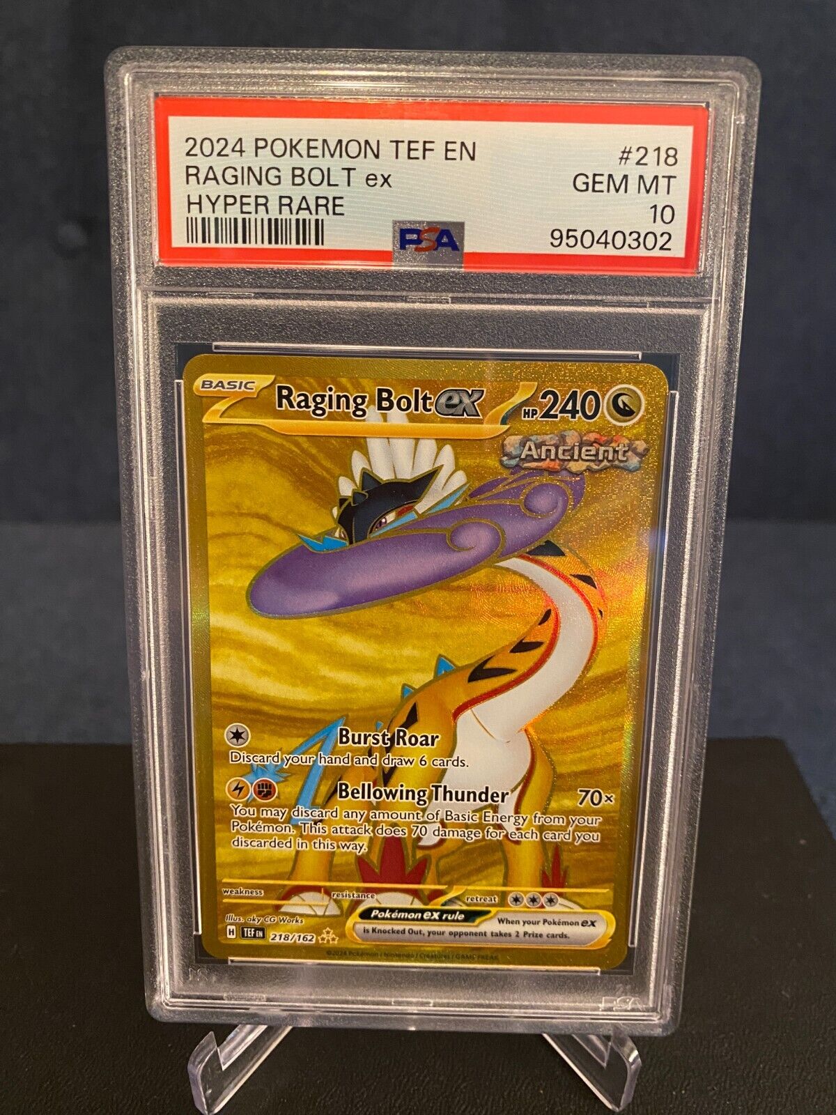 PSA 10 Raging Bolt ex 218/162 GEM MINT Pokemon TCG Temporal PSA 10 Raging Bolt ex 218/162 GEM MINT Pokemon TCG Temporal