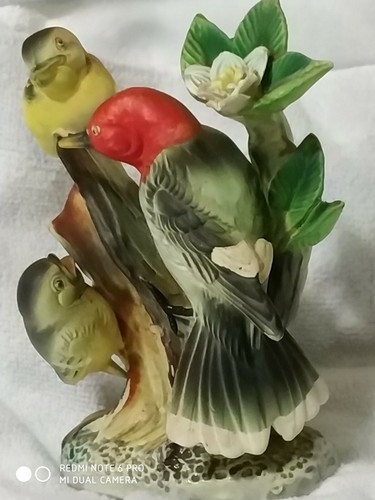Vintage Woodpecker Figurine Porcelain Hand Painted