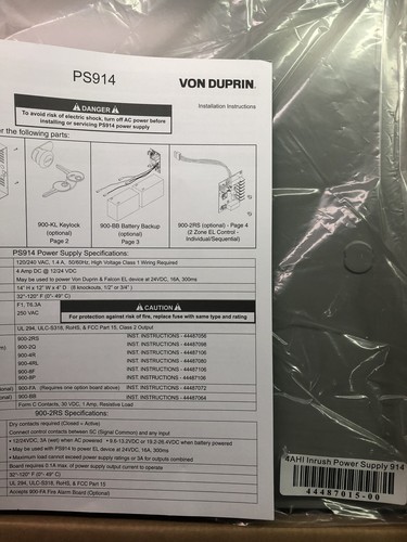 VON DUPRIN PS914-2RS4A Power Supply New