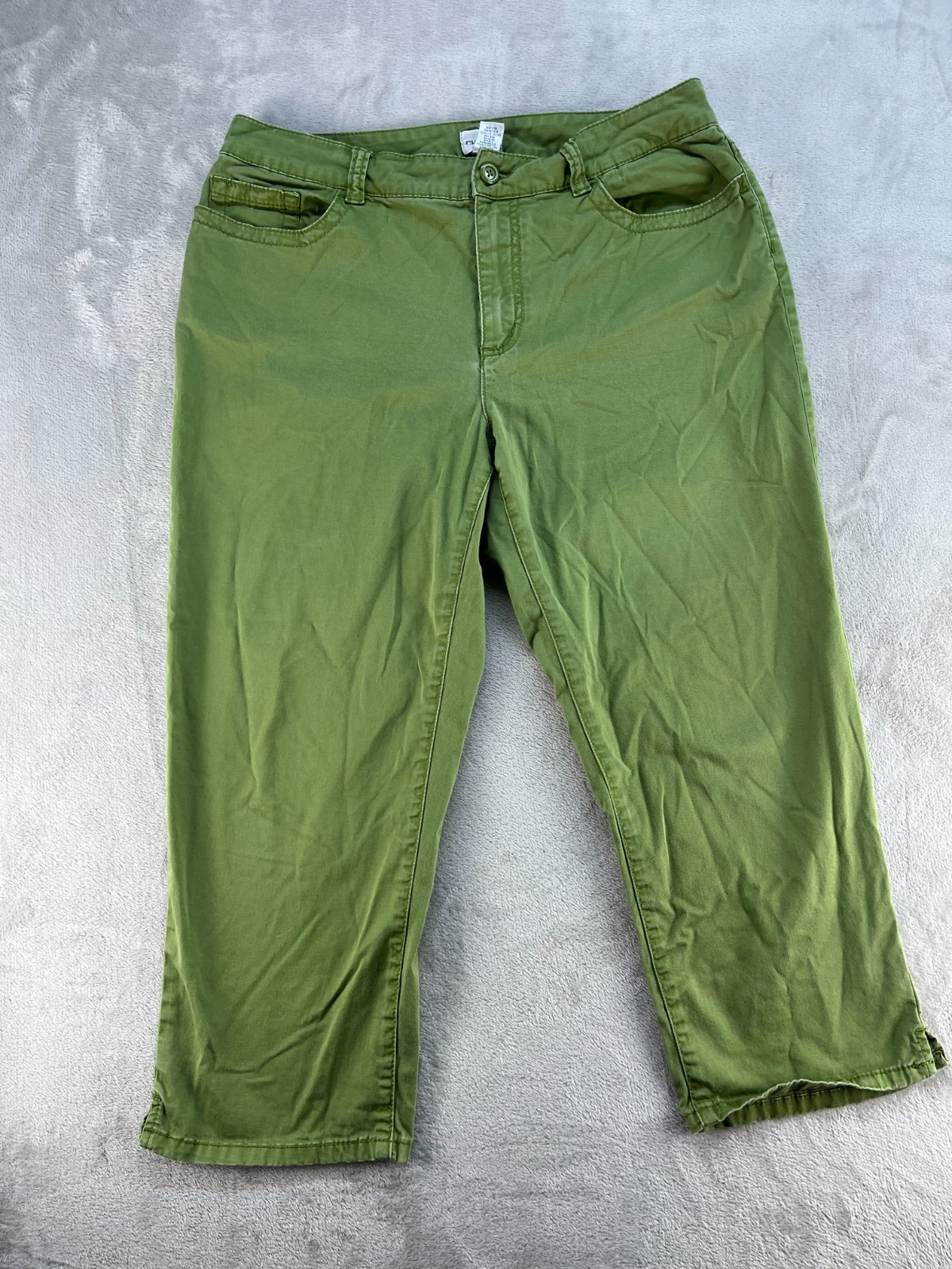 Chico's Cropped Pants Womens Sz 2 (12) Cotton Blend Loose Fit  Casual