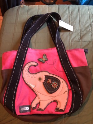 Chala Pink Elephant Canvas Shoulder Bag NWT!
