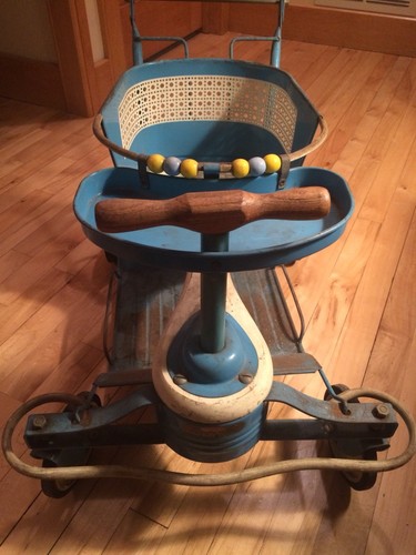 Rare Taylor Tot Antique Vintage Stroller and Walker Fender Blue