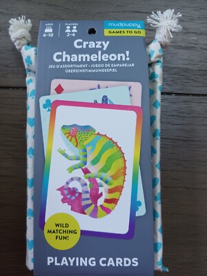 ~NEW Crazy Chameleon Playing Cards TO GO~Ages 4-10~2-4 Players~Cloth Pouch~