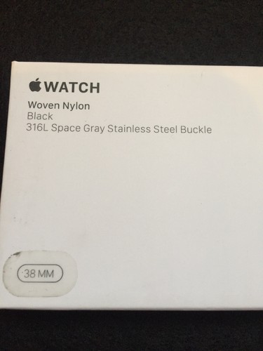 Authentic Apple Watch Band 38mm  Black Woven Nylon Band Space Gray Stainless