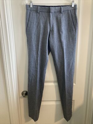Topman Blue Daytona Creased Skinny Trouser Dress Pants 30/32 Wool Blend