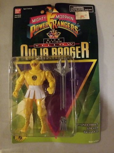 1995 Bandai Mighty Morphin Power Ranger Yellow Kick Action