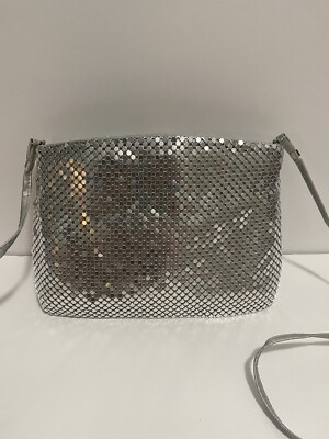 La Regale LTD Aluminum Mesh Metallic Silver Crossbody Purse