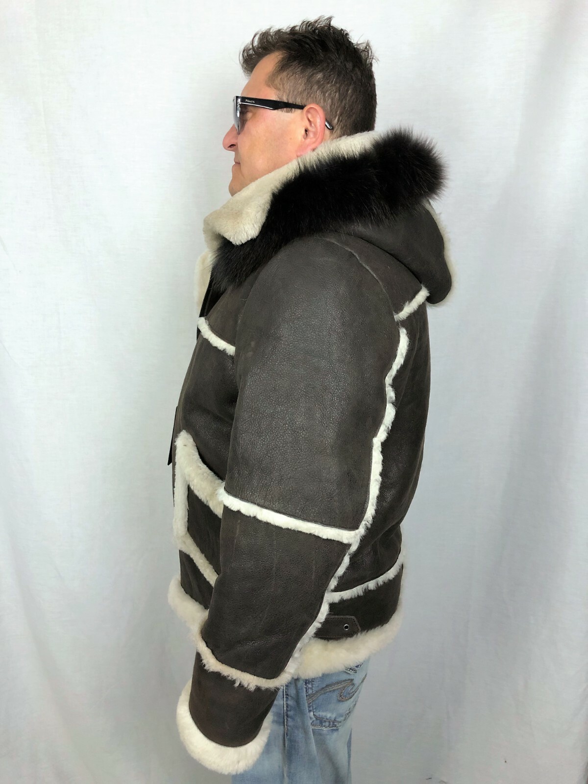 Pre-owned Victoria Brown 100% Sheepskin Shearling Leather Real Fox Pilot B3 Coat Jacket Xs-8xl,