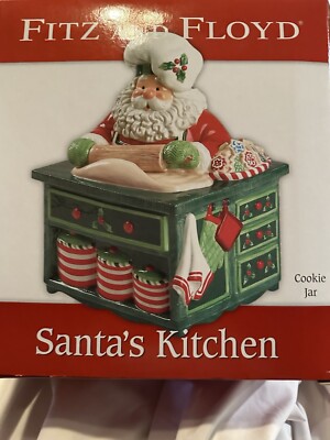Fitz and Floyd Santa s Kitchen Cookie Jar  Boxed  9 x12  Heavy