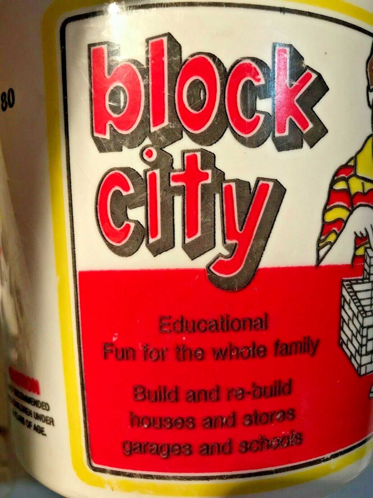 Block City Brick Bucket 180 lot vintage 80's toy building construction house