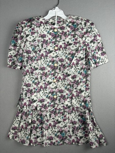 Vintage Stuart Alan Womens Suit 16 Pink 2pc Floral Cottage Skirt Jacket USA 2891