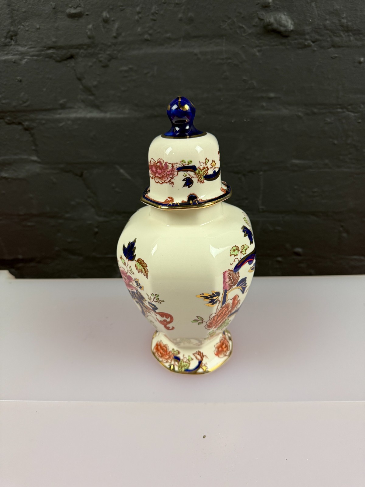 Masons Ironstone Blue Mandalay Pattern Jar / Urn 9.75" High RARE